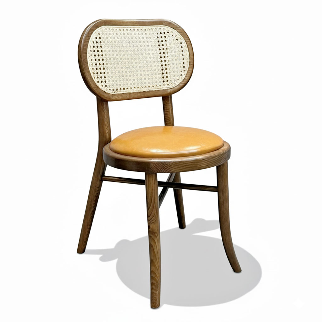 Ghế Thonet chân đan chéo bọc da Si gỗ Ash Ghế Thonet chân đan chéo bọc da Si gỗ Ash - hình 1