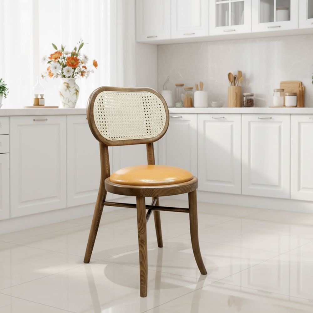 Ghế Thonet chân đan chéo bọc da Si gỗ Ash Ghế Thonet chân đan chéo bọc da Si gỗ Ash - hình 5