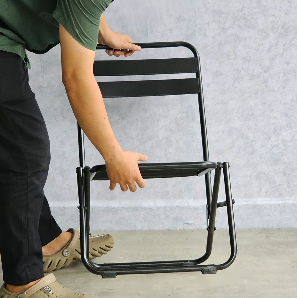 Ghế trà chanh gấp gọn cắt rãnh bằng sắt sơn tĩnh điên Ghế trà chanh gấp gọn cắt rãnh bằng sắt sơn tĩnh điên - hình 3