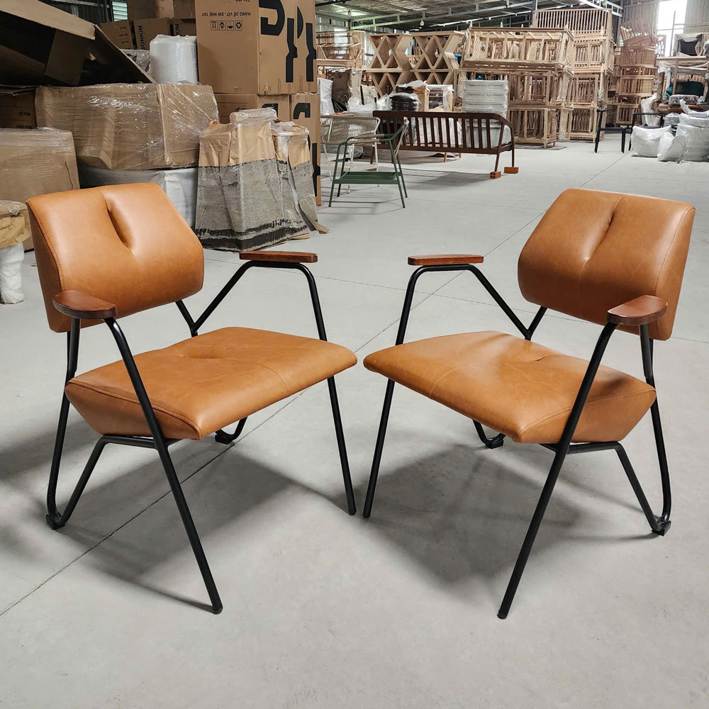 Ghế tựa Cooper nệm bọc da Si khung sắt Ghế tựa Cooper nệm bọc da Si khung sắt - hình 3