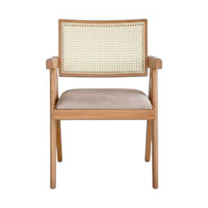 Ghế V-Leg có tay nệm bọc vải gỗ cao su
