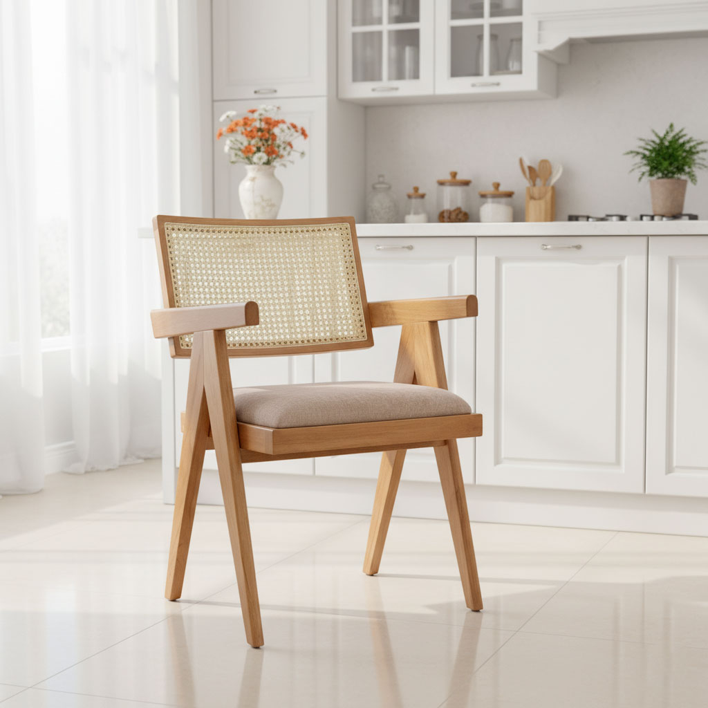 Ghế V-Leg có tay nệm bọc vải gỗ cao su Ghế V-Leg có tay nệm bọc vải gỗ cao su - hình 4