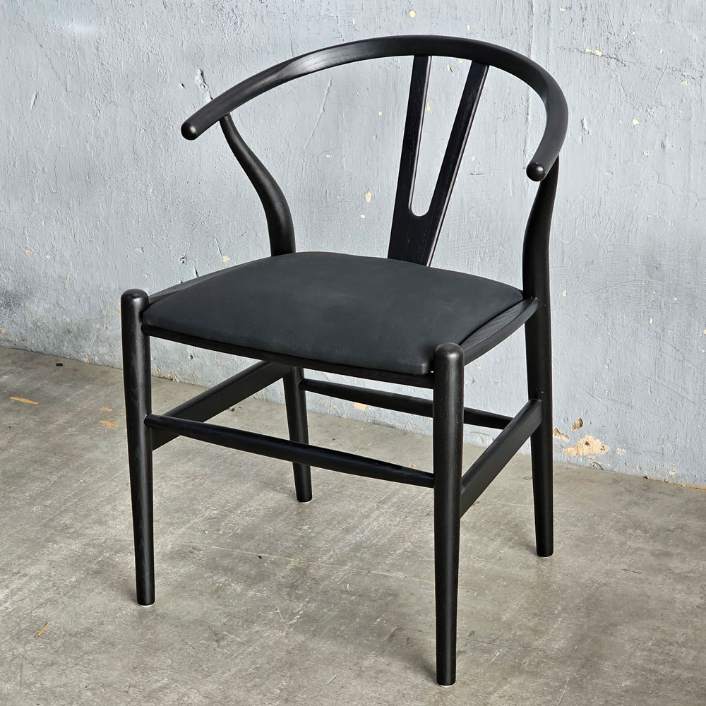 Ghế Wisbone nệm bọc da Si gỗ Ash Ghế Wisbone nệm bọc da Si gỗ Ash - hình 3