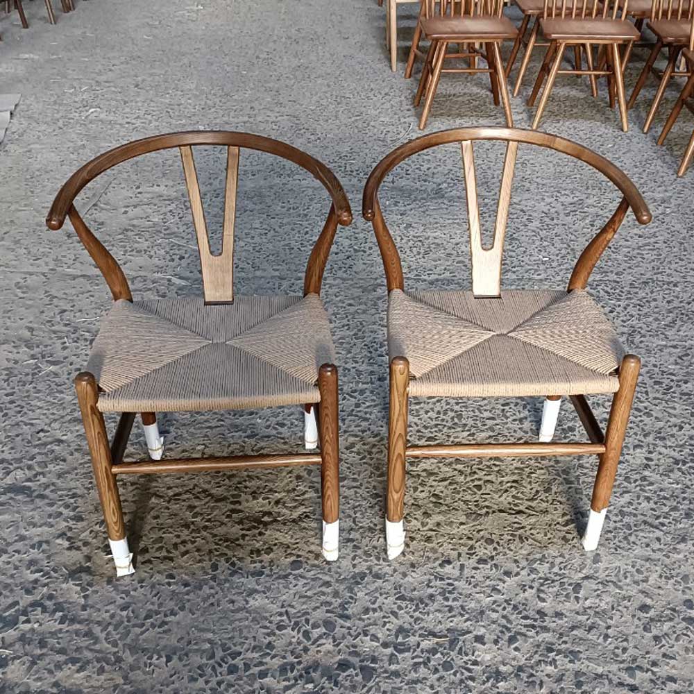 Ghế Wishbon đan dây gỗ cao su Ghế Wishbon đan dây gỗ cao su - hình 3