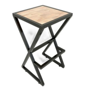 Ghế XBar khung sắt gỗ không lưng ( 40x40x75cm) - G