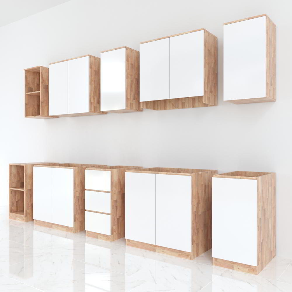 Hệ tủ bếp hiện đại gỗ cao su Hệ tủ bếp hiện đại gỗ cao su - hình 2