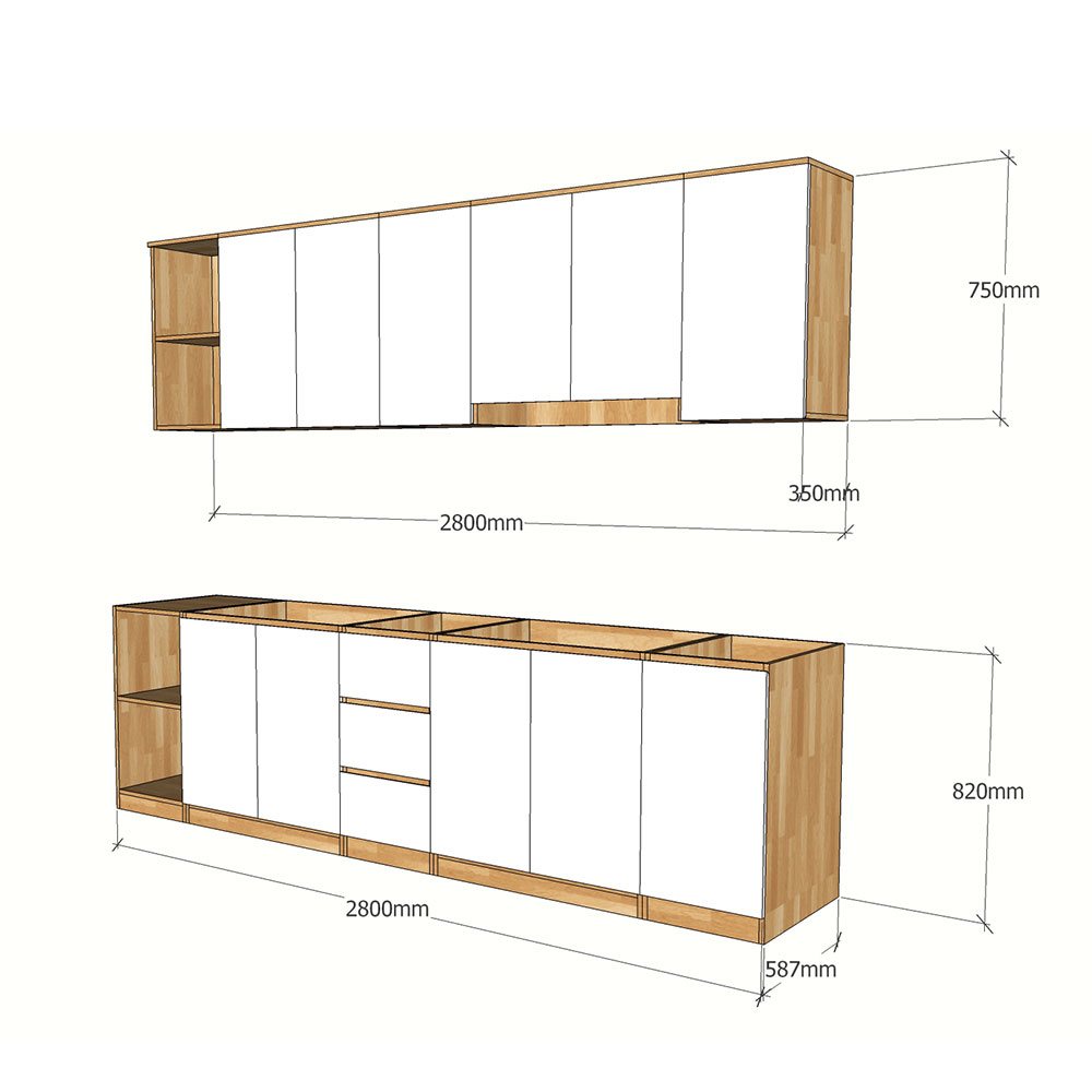 Hệ tủ bếp hiện đại gỗ cao su Hệ tủ bếp hiện đại gỗ cao su - hình 3