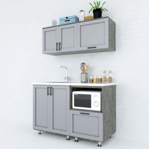 Hệ tủ bếp mini 1m2 gỗ cao su chống ẩm - hình 1