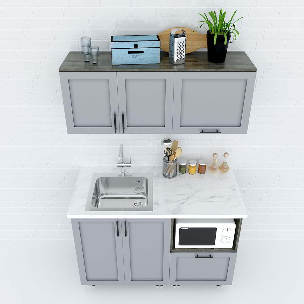 Hệ tủ bếp mini 1m2 gỗ cao su chống ẩm Hệ tủ bếp mini 1m2 gỗ cao su chống ẩm - hình 2