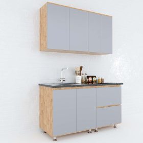 Hệ tủ bếp mini 1m4 hiện đại gỗ cao su chống ẩm - hình 1