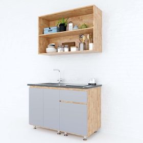 Hệ tủ bếp mini gỗ cao su nhỏ gọn hiện đại - hình 1