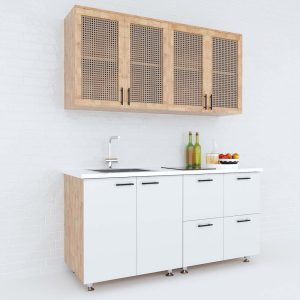 Hệ tủ bếp mini hiện đại 1m6 nhiều ngăn gỗ cao su chống ẩm - hình 1