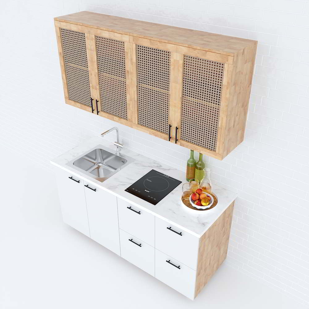 Hệ tủ bếp mini hiện đại 1m6 nhiều ngăn gỗ cao su chống ẩm Hệ tủ bếp mini hiện đại 1m6 nhiều ngăn gỗ cao su chống ẩm - hình 2