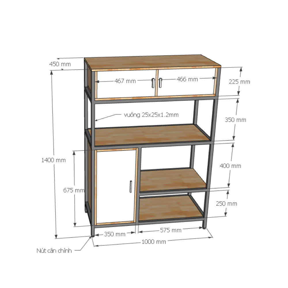 Kệ bếp đa năng 100x45x140cm gỗ cao su Kệ bếp đa năng 100x45x140cm gỗ cao su - hình 5