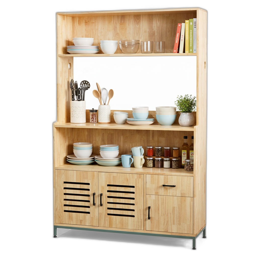 Kệ bếp đa năng 120x40x185cm gỗ cao su Kệ bếp đa năng 120x40x185cm gỗ cao su