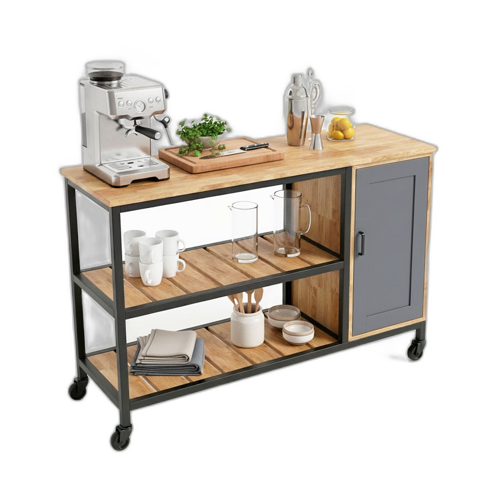 Kệ bếp di động 122x42x80cm gỗ cao su Kệ bếp di động 122x42x80cm gỗ cao su
