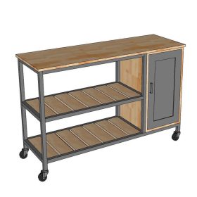 Kệ bếp di động 122x42x80cm gỗ cao su - hình 1