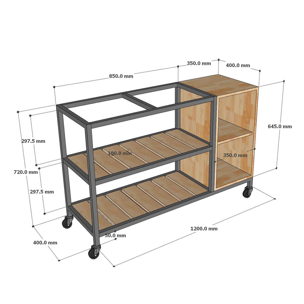 Kệ bếp di động 122x42x80cm gỗ cao su Kệ bếp di động 122x42x80cm gỗ cao su - hình 3