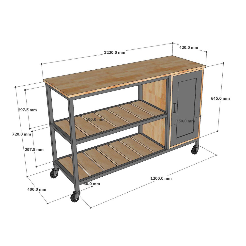 Kệ bếp di động 122x42x80cm gỗ cao su Kệ bếp di động 122x42x80cm gỗ cao su - hình 4