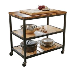 Kệ bếp di động 3 tầng 100x60x86cm gỗ tự nhiên