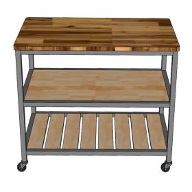 Kệ bếp di động 3 tầng 100x60x86cm gỗ tự nhiên - hình 1