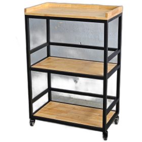 Kệ bếp di động 3 tầng 64x40x89cm gỗ cao su