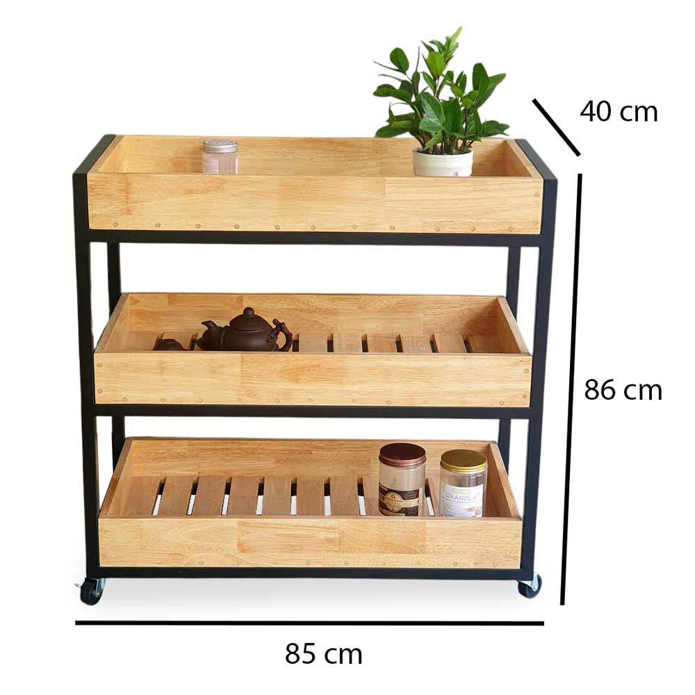 Kệ bếp di động 3 tầng 80x40x86cm gỗ cao su Kệ bếp di động 3 tầng 80x40x86cm gỗ cao su - hình 1