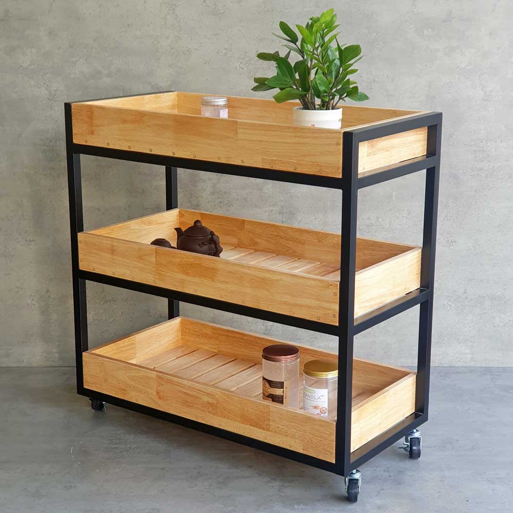 Kệ bếp di động 3 tầng 80x40x86cm gỗ cao su Kệ bếp di động 3 tầng 80x40x86cm gỗ cao su - hình 2
