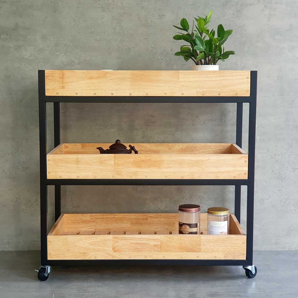 Kệ bếp di động 3 tầng 80x40x86cm gỗ cao su Kệ bếp di động 3 tầng 80x40x86cm gỗ cao su - hình 3