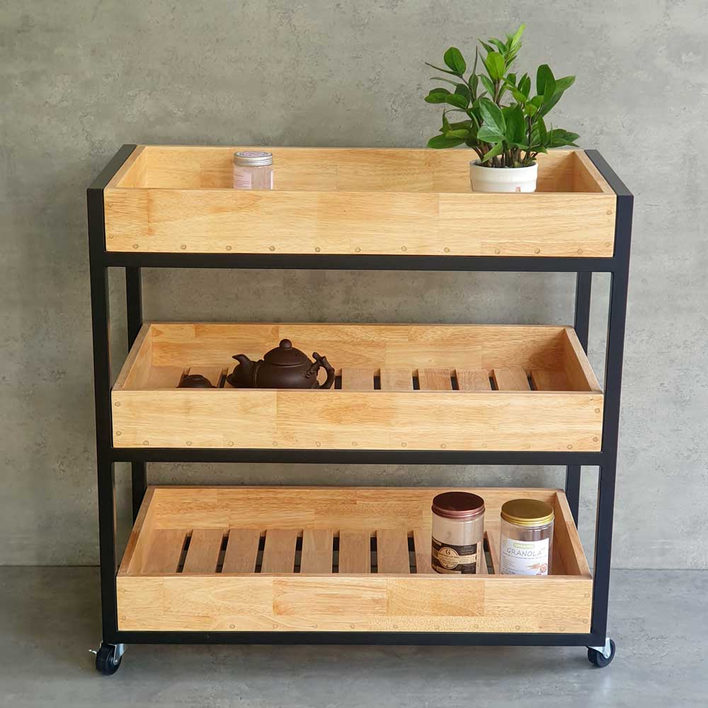 Kệ bếp di động 3 tầng 80x40x86cm gỗ cao su Kệ bếp di động 3 tầng 80x40x86cm gỗ cao su - hình 4