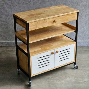 Kệ bếp di động có ngăn tủ 75x36x78cm gỗ cao su - hình 1