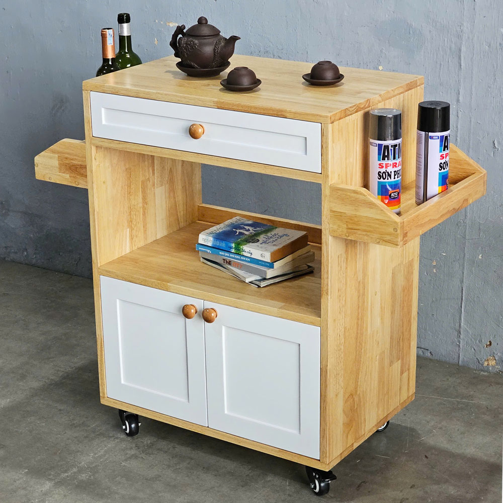 Kệ bếp di động đa năng KISPLA 90x40x80cm gỗ cao su Kệ bếp di động đa năng KISPLA 90x40x80cm gỗ cao su - hình 2