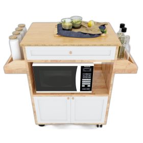 Kệ bếp di động đa năng KISPLA mặt gỗ tre (90x40x80cm)