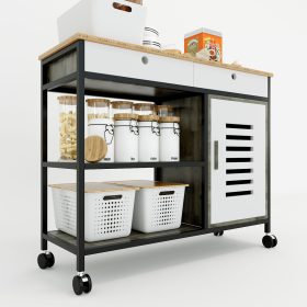 Kệ bếp di động đa năng THONET khung sắt mặt gỗ tre - hình 1