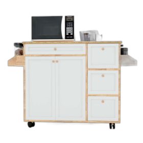 Kệ bếp di động KONA3 mặt gỗ tre (120x40x80cm)