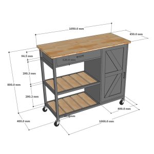 Kệ bếp di động REXO 105x45x95cm gỗ cao su - hình 1