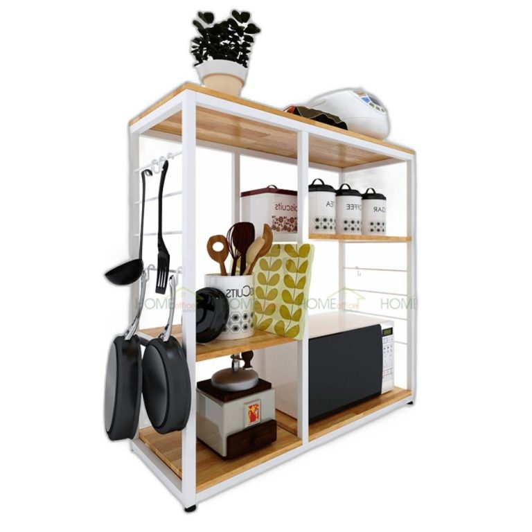Trang chủ Kệ để đồ trong nhà bếp 40x100x100cm gỗ cao su khung sắt
