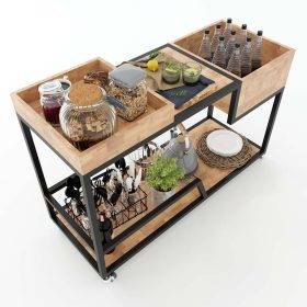 Kệ di động đa năng gỗ cao su khung sắt sơn tĩnh điện - hình 1