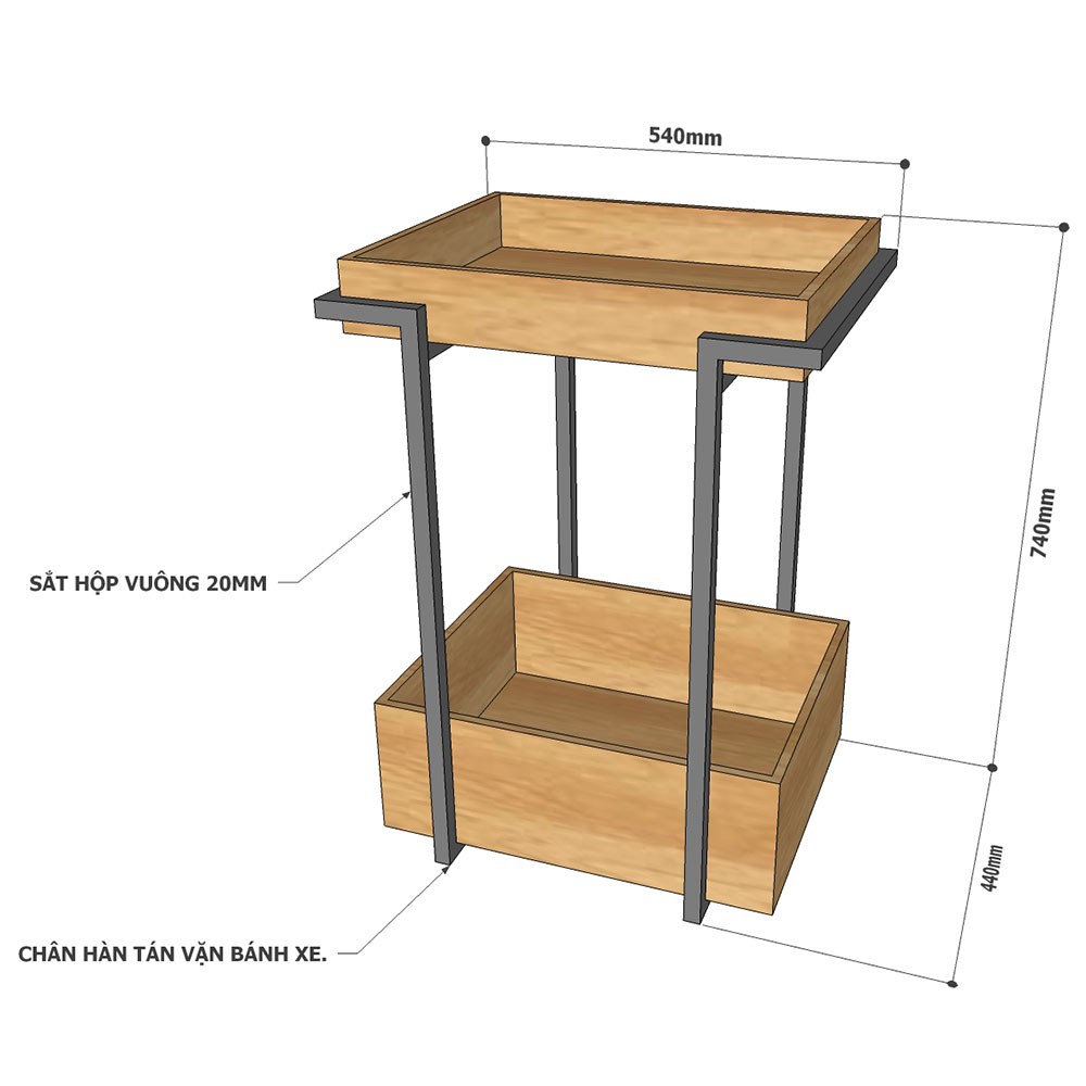 Kệ di động HOGI 2 tầng có bánh xe Kệ di động HOGI 2 tầng có bánh xe - hình 1