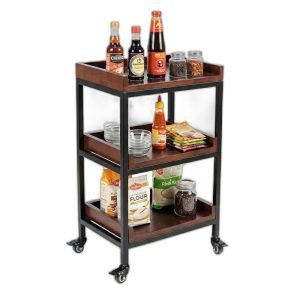 Kệ gia vị di động 40x30x60cm gỗ cao su khung sắt