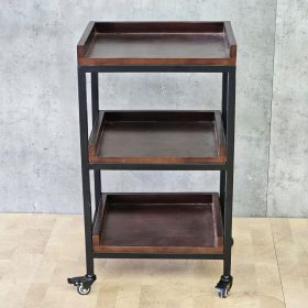Kệ gia vị di động 40x30x60cm gỗ cao su khung sắt - hình 1
