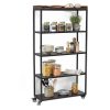 Kệ gia vị di động 80x30x180cm gỗ cao su khung sắt