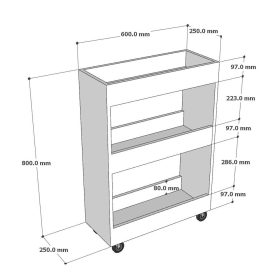 Kệ gia vị di động ROLA 60x25x80cm gỗ cao su - hình 1