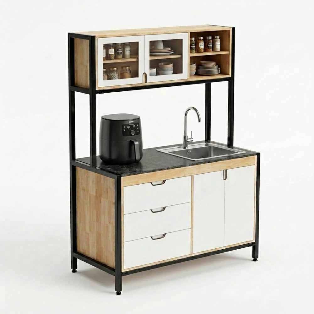 Kệ lò vi sóng 60x50x132cm gỗ cao su Kệ lò vi sóng 60x50x132cm gỗ cao su - hình 1