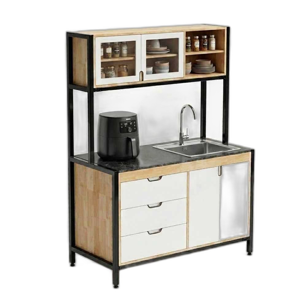 Kệ nhà bếp 126x60cm gỗ cao su mặt đá chân sắt Kệ nhà bếp 126x60cm gỗ cao su mặt đá chân sắt