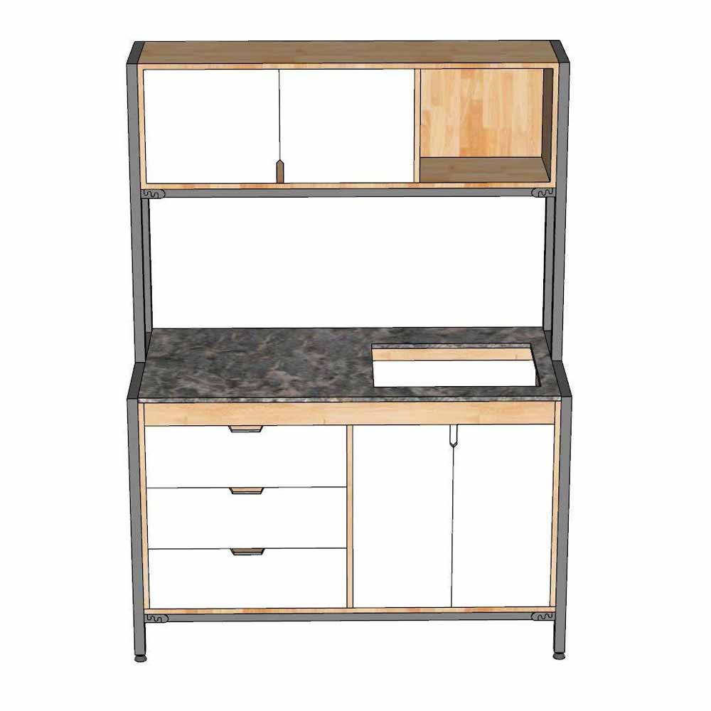 Kệ nhà bếp 126x60cm gỗ cao su mặt đá chân sắt Kệ nhà bếp 126x60cm gỗ cao su mặt đá chân sắt - hình 2