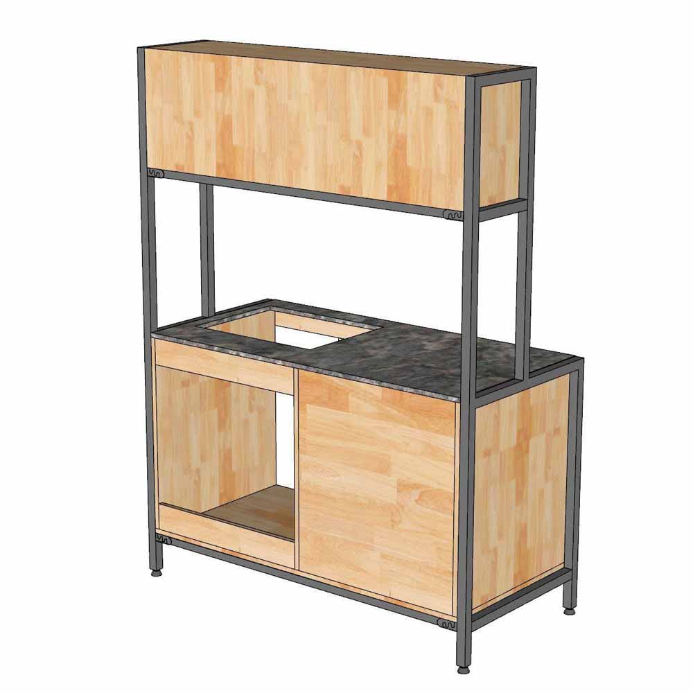 Kệ nhà bếp 126x60cm gỗ cao su mặt đá chân sắt Kệ nhà bếp 126x60cm gỗ cao su mặt đá chân sắt - hình 5