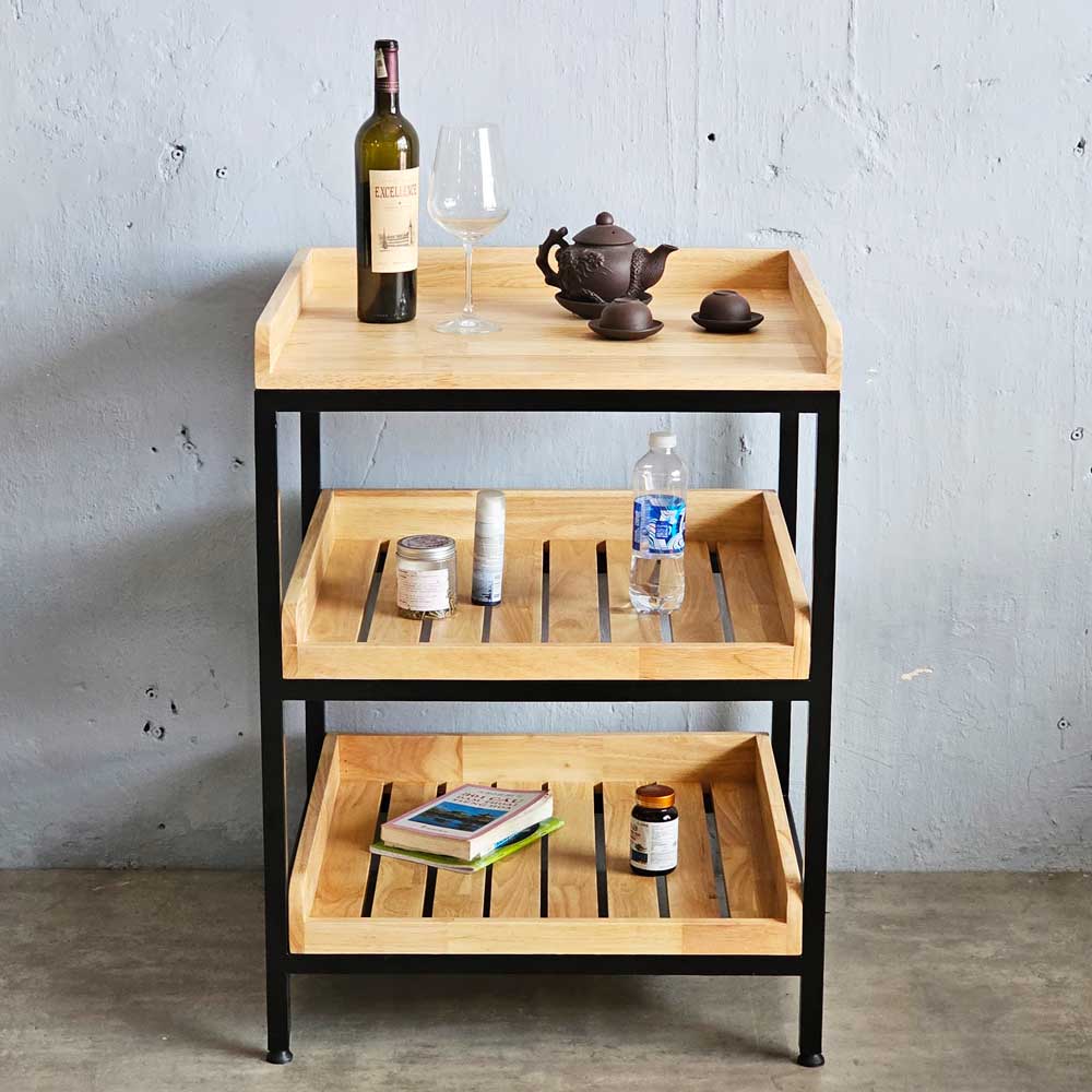 Kệ nhà bếp 3 tầng 62x57x85cm gỗ cao su Kệ nhà bếp 3 tầng 62x57x85cm gỗ cao su - hình 5