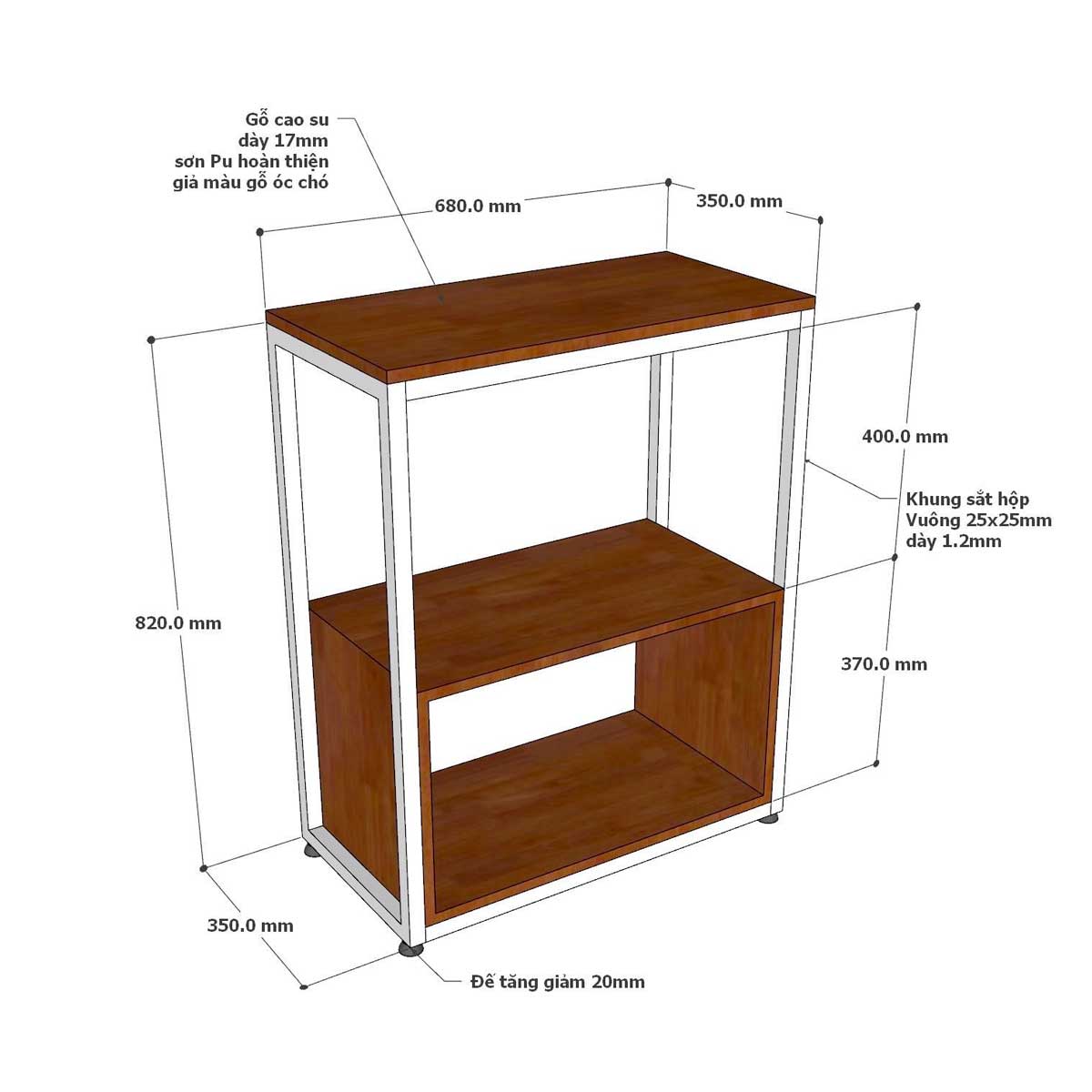 Kệ nhà bếp 68x35x82cm gỗ cao su khung sắt Kệ nhà bếp 68x35x82cm gỗ cao su khung sắt - hình 1