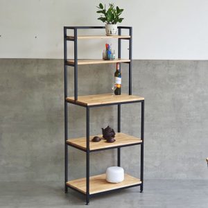 Kệ nhà bếp để lò vi sóng gỗ sao su khung sắt - hình 1